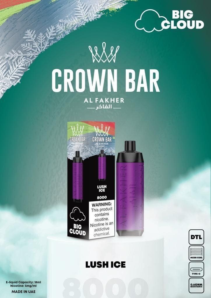 lush-ice-al-fakher-crown-bar-8000-2.jpg LUSH ICE – AL FAKHER CROWN BAR 8000 - Image 1